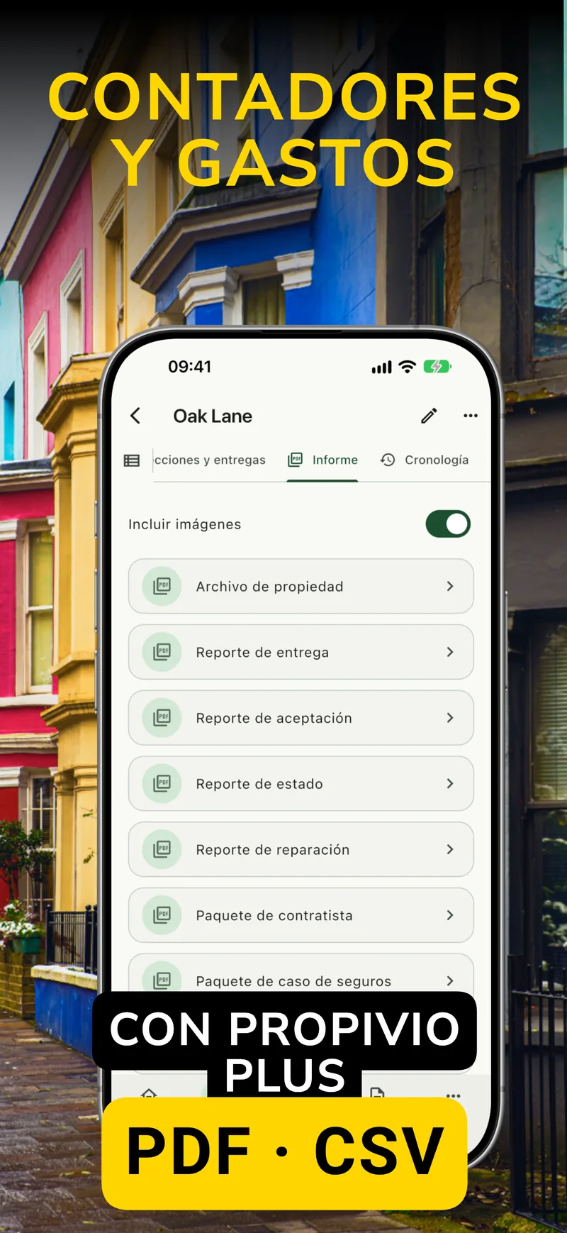 Propivio · Contadores e historial