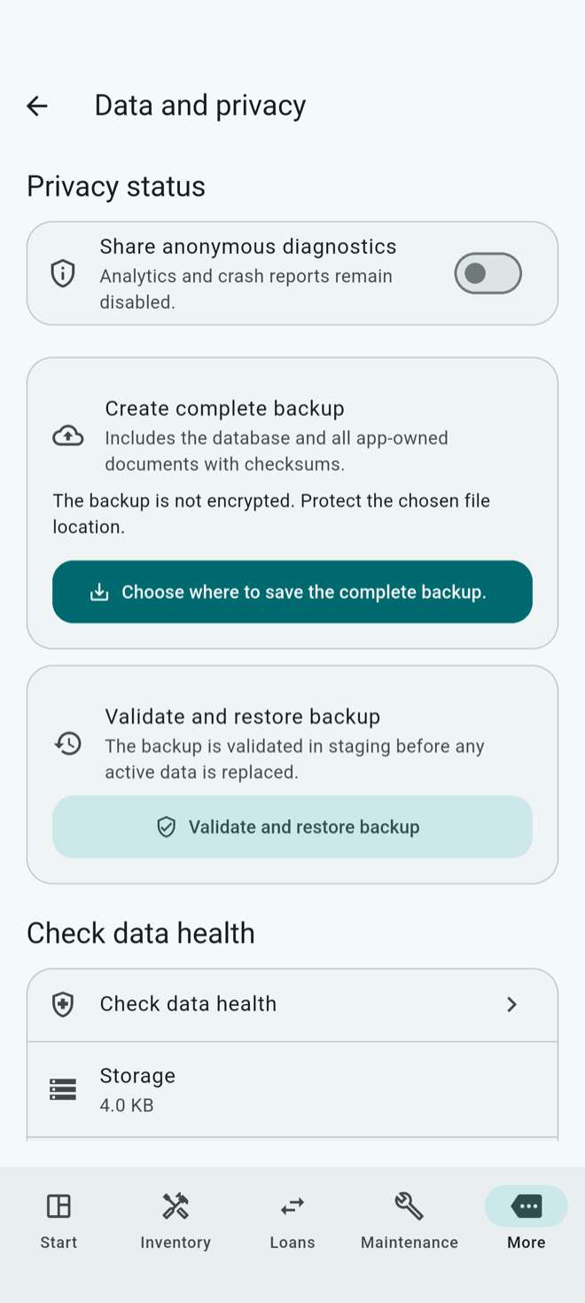 Complete backup, restore, and reset — Kitrivio