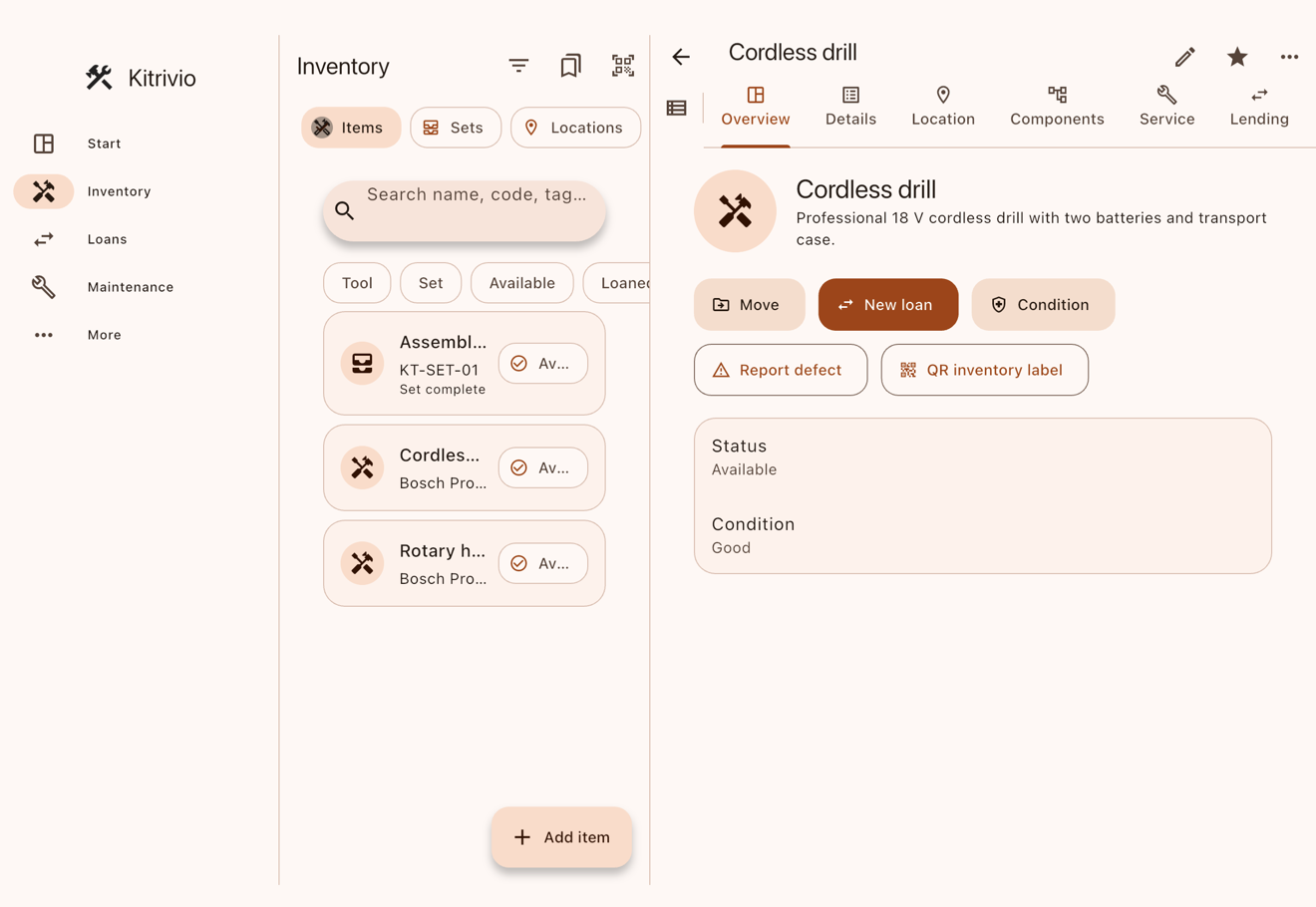 Sets and components — Kitrivio