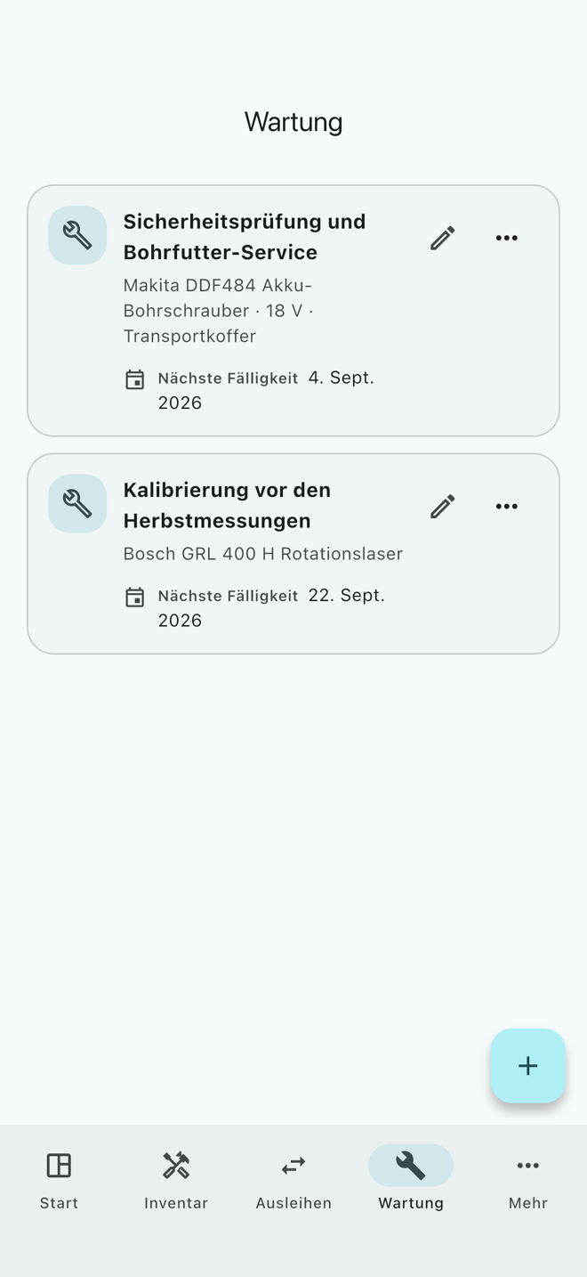 Maintenance plans and history — Kitrivio