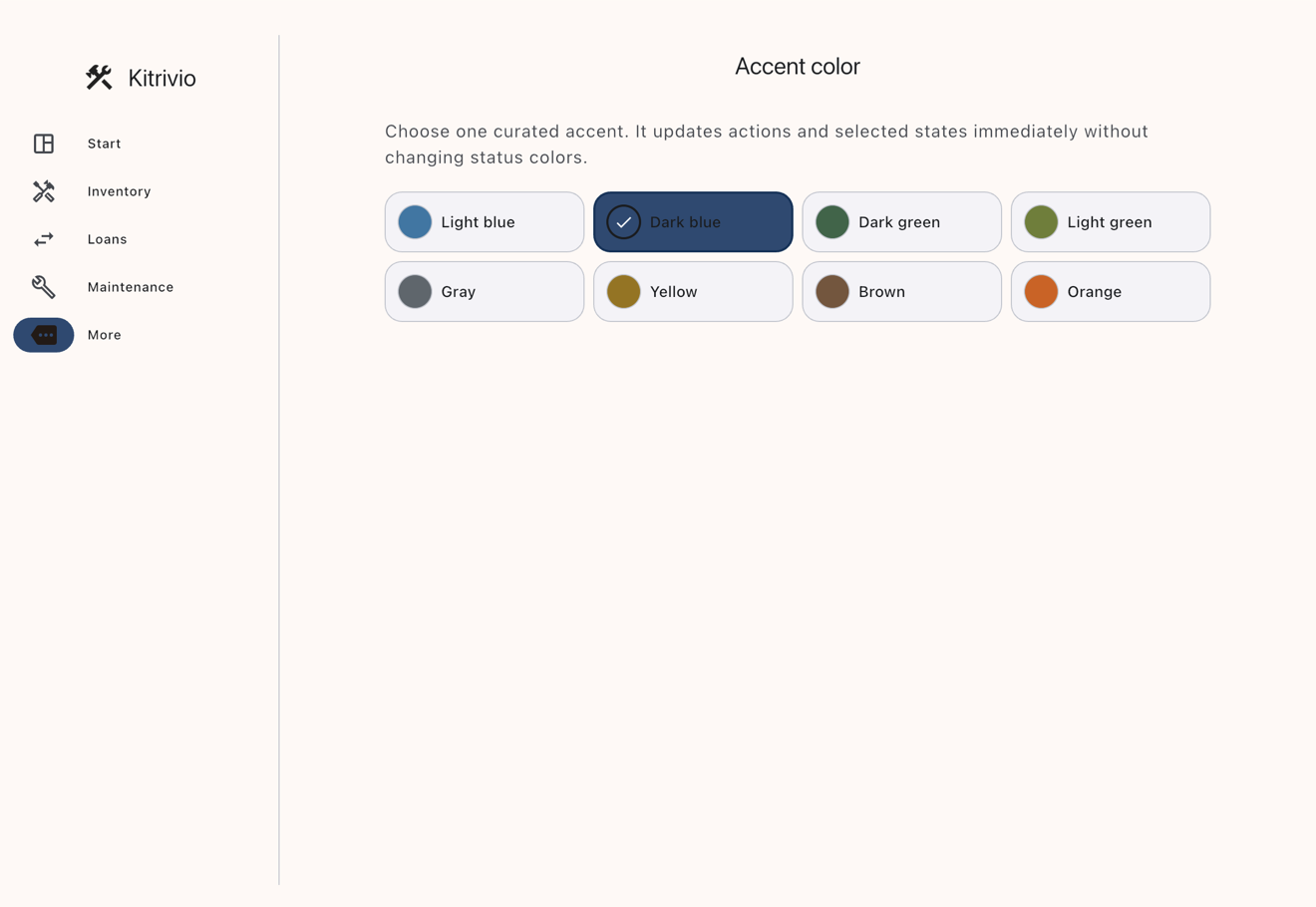 Settings and personalization — Kitrivio